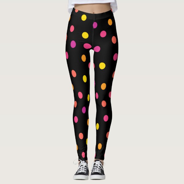 Colourful polka dots Leggings (Front)