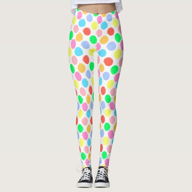Colourful Polka Dots Leggings (Front)