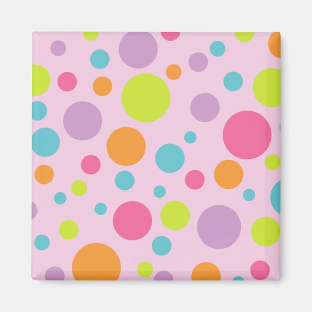 Colourful Polka Dots Magnet (Front)