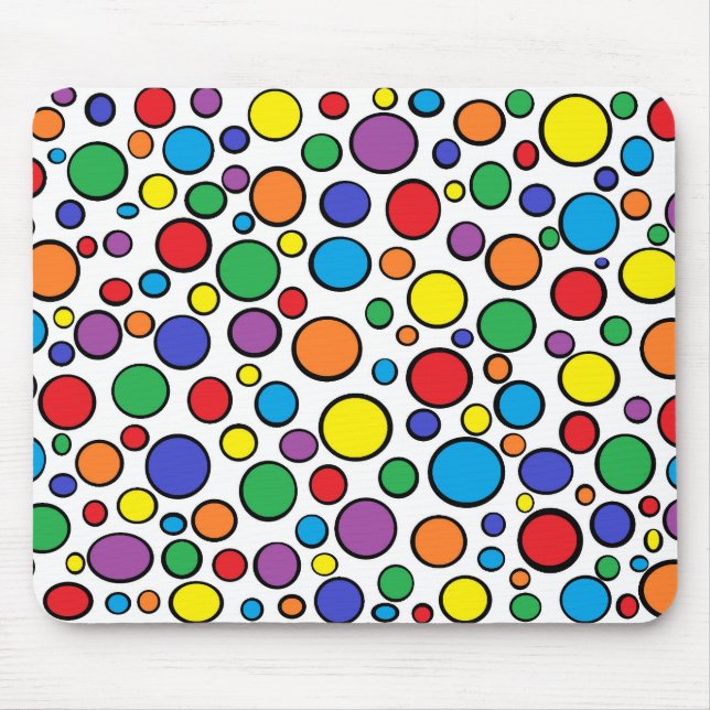 Colourful Polka Dots Mousepad (Front)