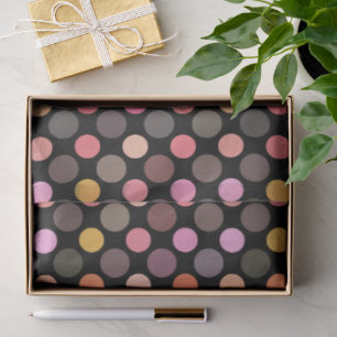 colourful polka dots on black tissue paper
