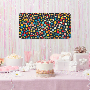 Colourful Polka Dots on Dark Background Banner