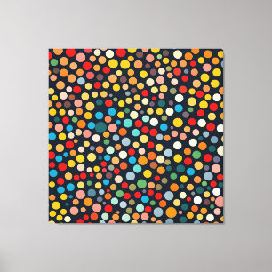 Colourful Polka Dots on Dark Background Canvas Print