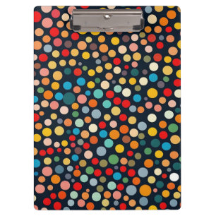 Colourful Polka Dots on Dark Background Clipboard