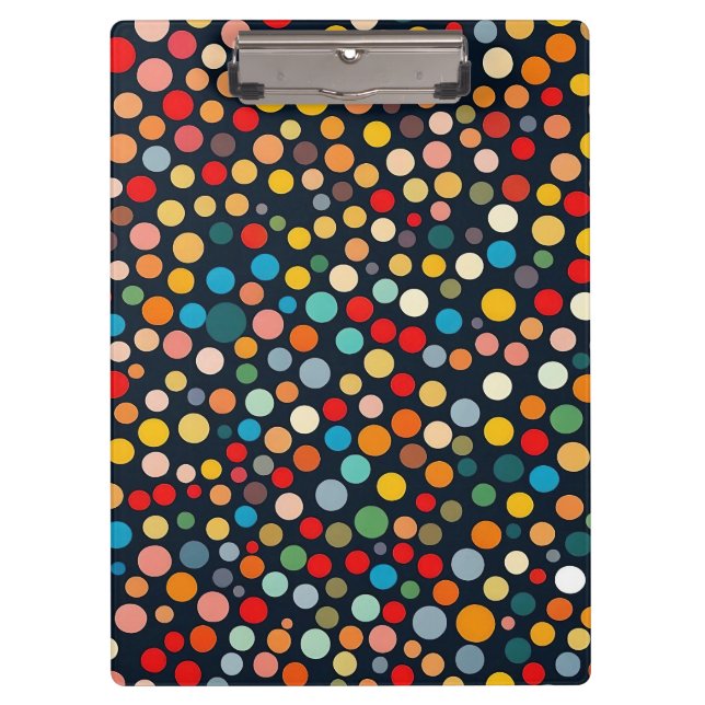 Colourful Polka Dots on Dark Background Clipboard (Front)