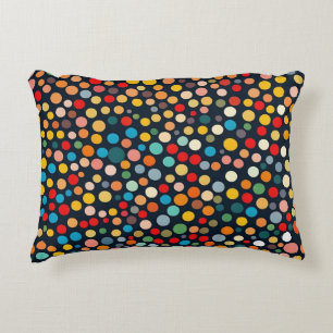 Colourful Polka Dots on Dark Background Decorative Cushion