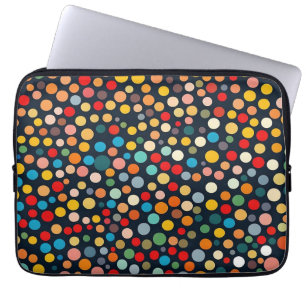 Colourful Polka Dots on Dark Background Laptop Sleeve