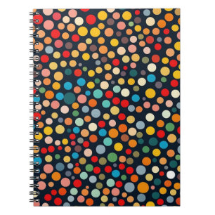 Colourful Polka Dots on Dark Background Notebook