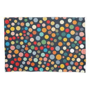 Colourful Polka Dots on Dark Background Pillowcase