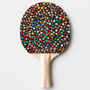 Colourful Polka Dots on Dark Background Ping Pong Paddle