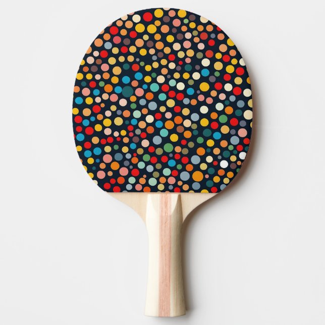 Colourful Polka Dots on Dark Background Ping Pong Paddle (Front)