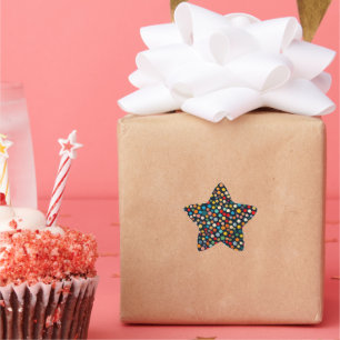 Colourful Polka Dots on Dark Background Star Sticker