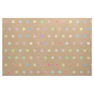 Colourful Polka Dots On Faux Kraft Paper Fabric
