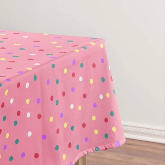 Colourful Polka Dots on Pink Tablecloth (In Situ)