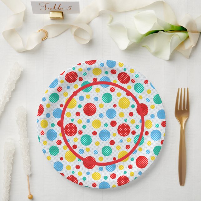 Colourful Polka Dots  Paper Plate (Wedding)