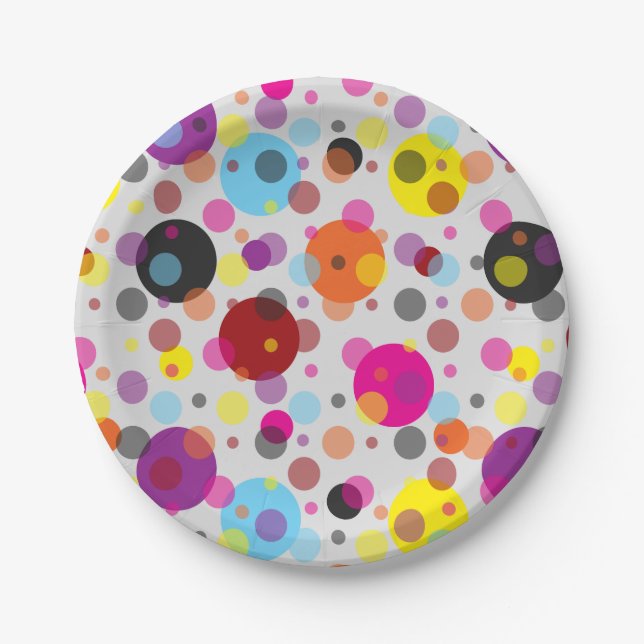 Colourful Polka Dots Paper Plate (Front)