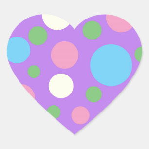 Colourful polka dots pattern heart sticker