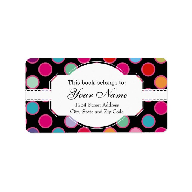 Colourful Polka Dots Pattern Label (Front)
