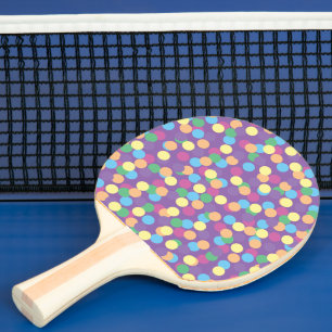 Colourful Polka-Dots Pattern on Purple Ping Pong Paddle