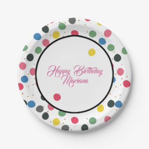 Colourful Polka Dots Pattern Paper Plate