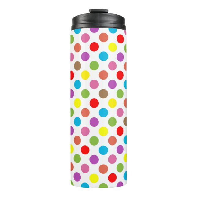 Colourful polka dots pattern thermal tumbler (Front)