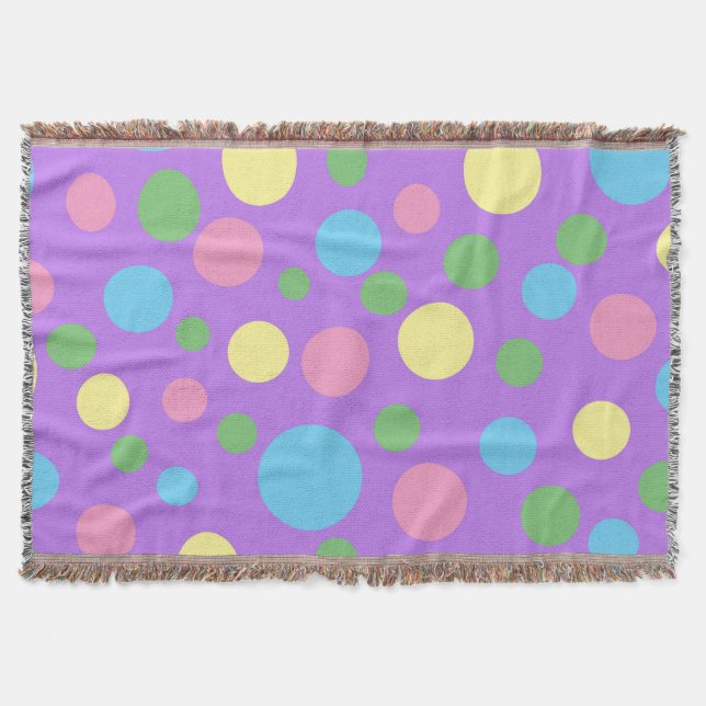 Colourful polka dots pattern throw blanket (Front)
