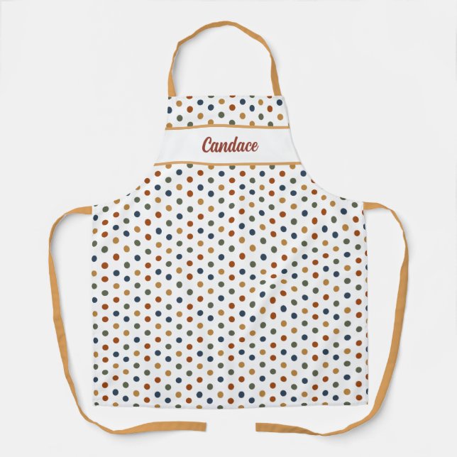 Colourful Polka Dots Personalised All-Over Print Apron (Front)
