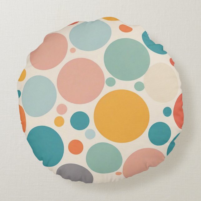 Colourful Polka Dots Round Cushion (Back)