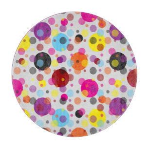 Colourful Polka Dots Round Cutting Board