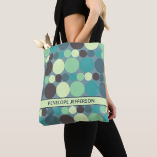 Colourful Polka Dots Stripe Simple Personalised Tote Bag