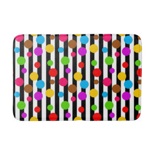 Colourful Polka Dots Stripes Bath Mat