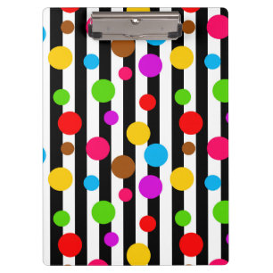 Colourful Polka Dots Stripes Clipboard