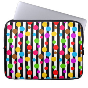 Colourful Polka Dots Stripes Laptop Sleeve