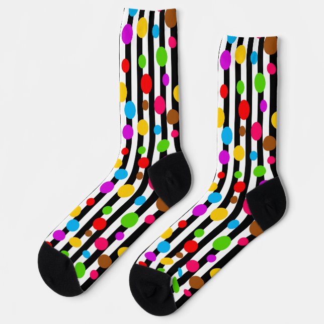 Colourful Polka Dots Stripes Socks (Left)