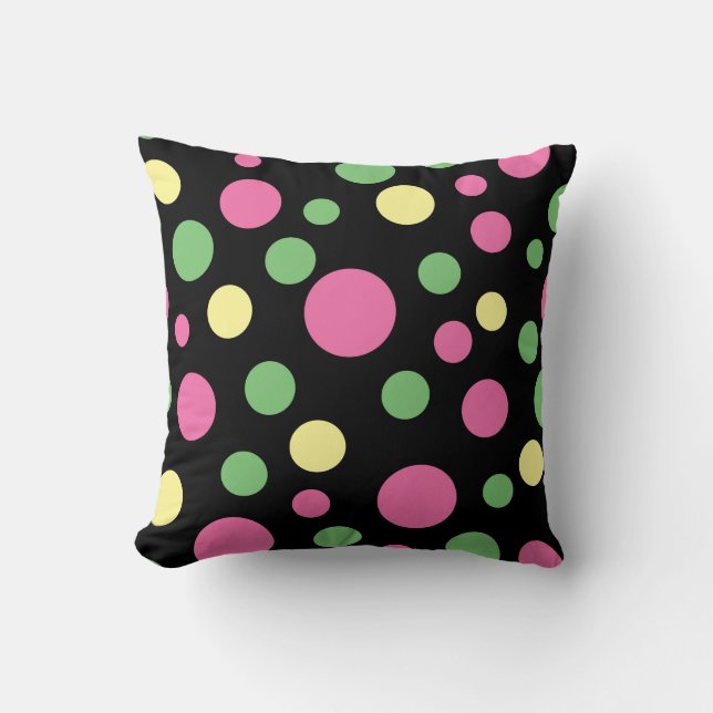 Colourful polka dots throw pillow (Front)