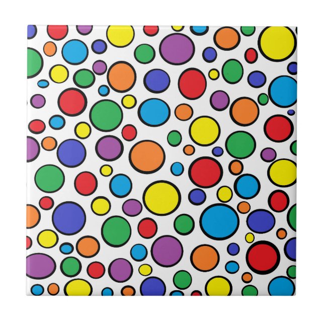 Colourful Polka Dots Tile (Front)