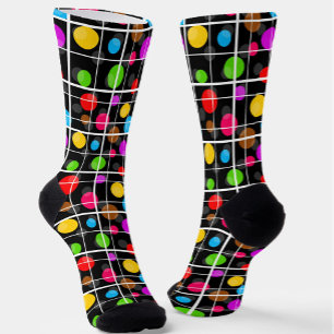 Colourful Polka Dots Windowpane Pattern Design Socks
