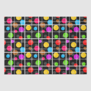 Colourful Polka Dots Windowpane Pattern Design Tissue Paper
