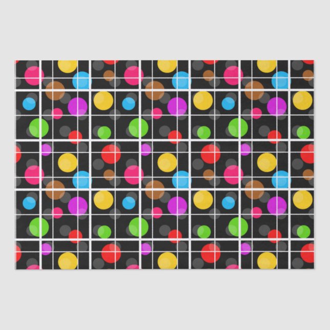 Colourful Polka Dots Windowpane Pattern Design  Tissue Paper (Front)