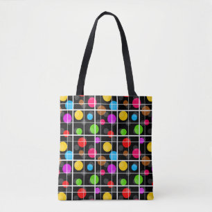 Colourful Polka Dots Windowpane Pattern Design Tote Bag