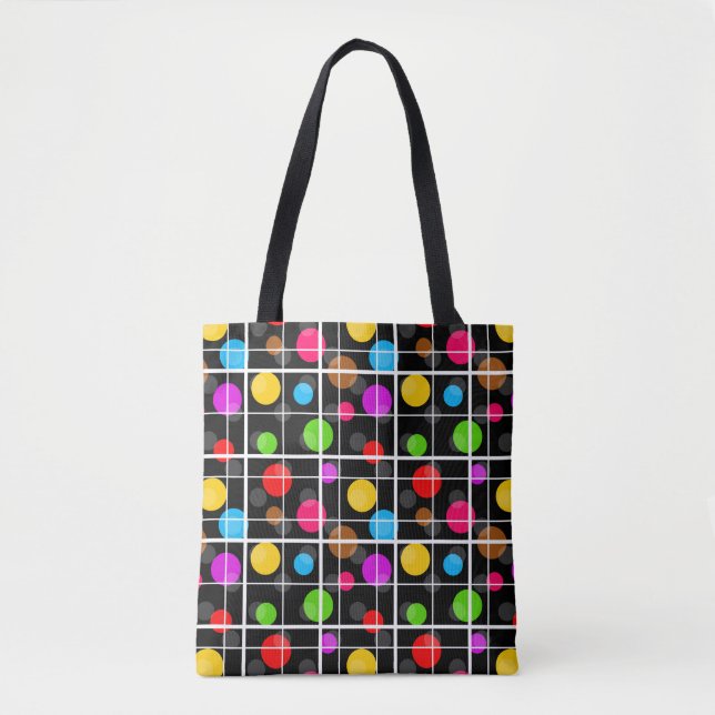 Colourful Polka Dots Windowpane Pattern Design  Tote Bag (Front)