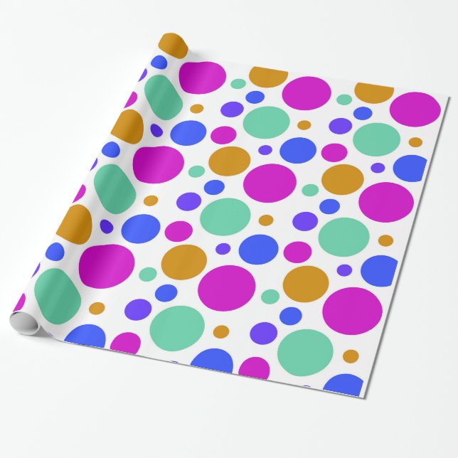Colourful Polka Dots Wrapping Paper (Unrolled)