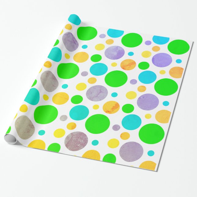 Colourful Polka Dots Wrapping Paper (Unrolled)