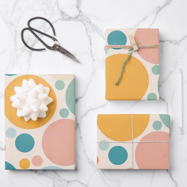 Colourful Polka Dots Wrapping Paper Sheet (Front)