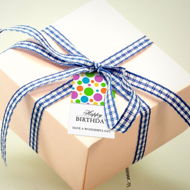 Colourful Polkadot Happy Birthday Gift Tags (Creator Uploaded)