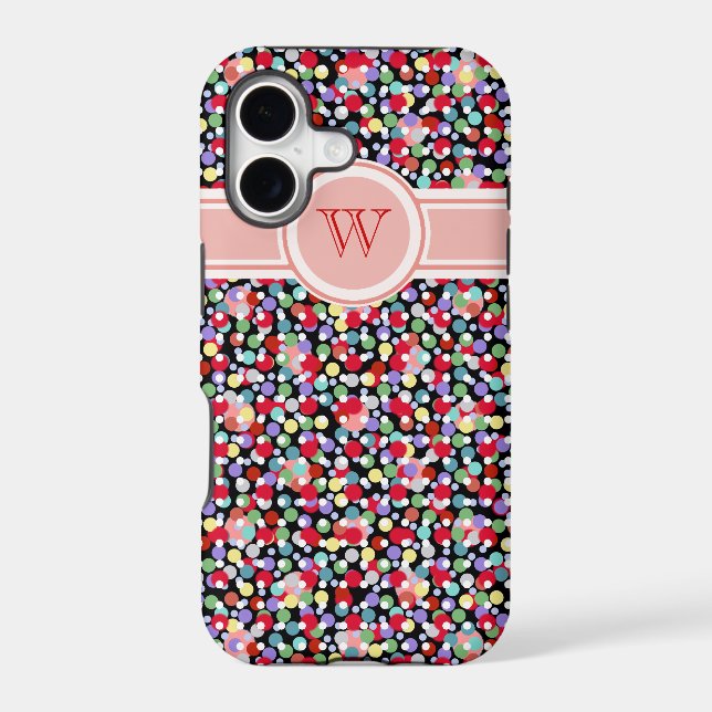 colourful polkadots pattern girly monogram (Back)