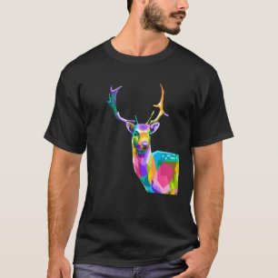Colourful polygon animal deer art T-Shirt