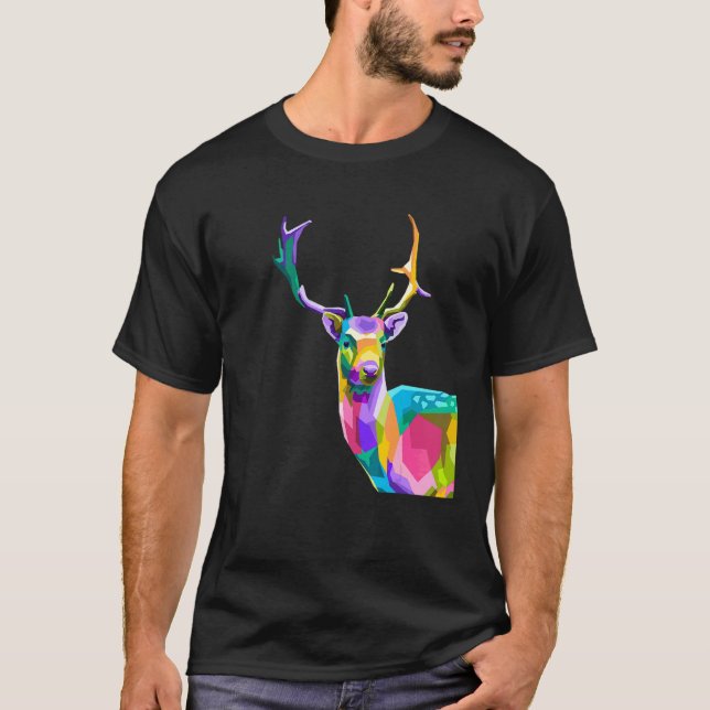 Colourful polygon animal deer art T-Shirt (Front)
