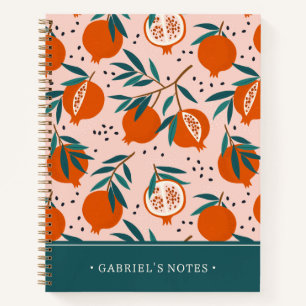 Colourful Pomegranate Pattern Add Your Name Notebook