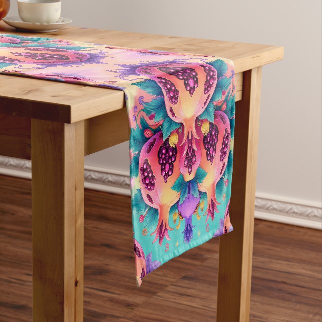 Colourful Pomegranate Short Table Runner (In Situ)